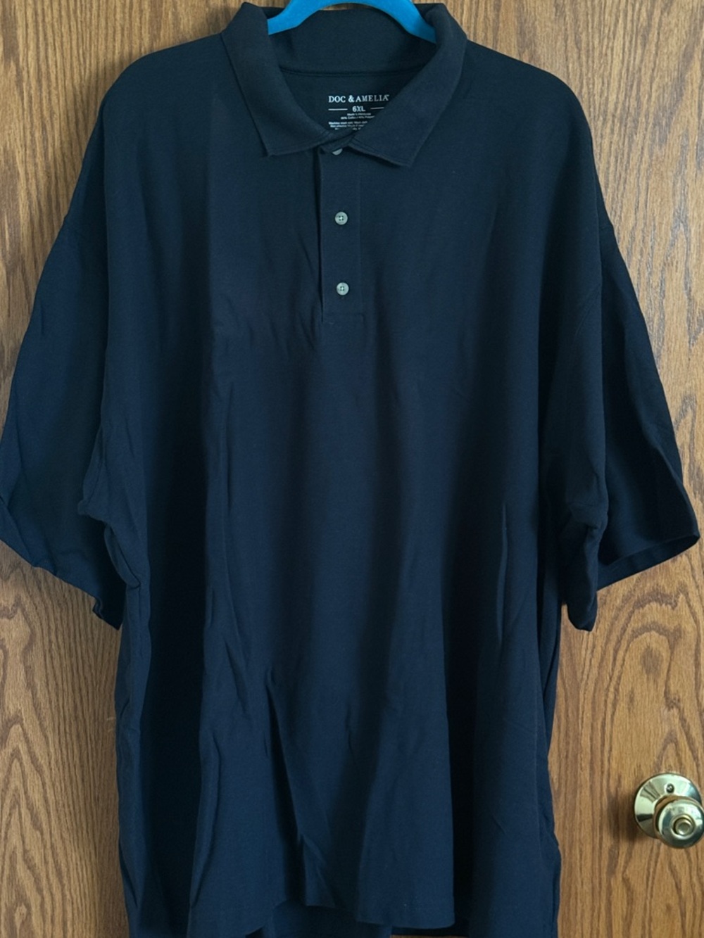 Doc & Amelia Black Polo Shirt Short Sleeves Cotton and Polyester Men's Size 6XL